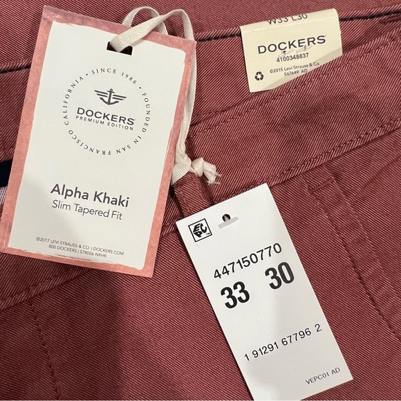 Dockers / Men's Rust Red Alpha Khaki Slim Tapered Fit Pants - Picture 6 of 10